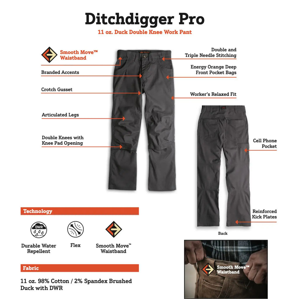 DITCHDIGGER™  Pro Double-Knee DWR Stretch Duck Work Pants