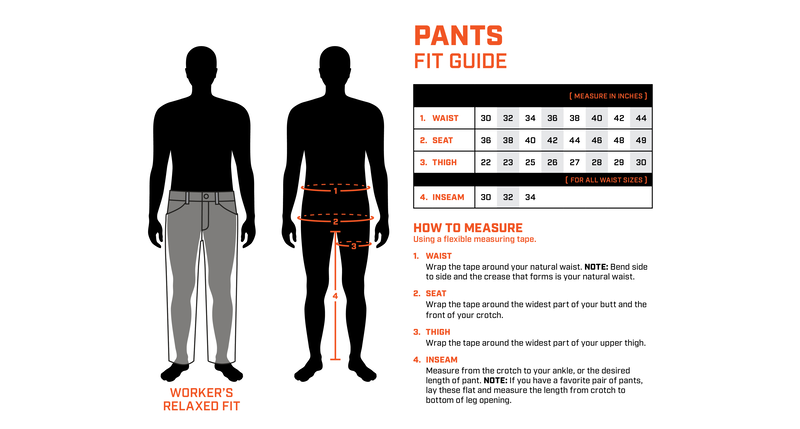 Work Pant size chart – HO HOS HOLE IN THE WALL